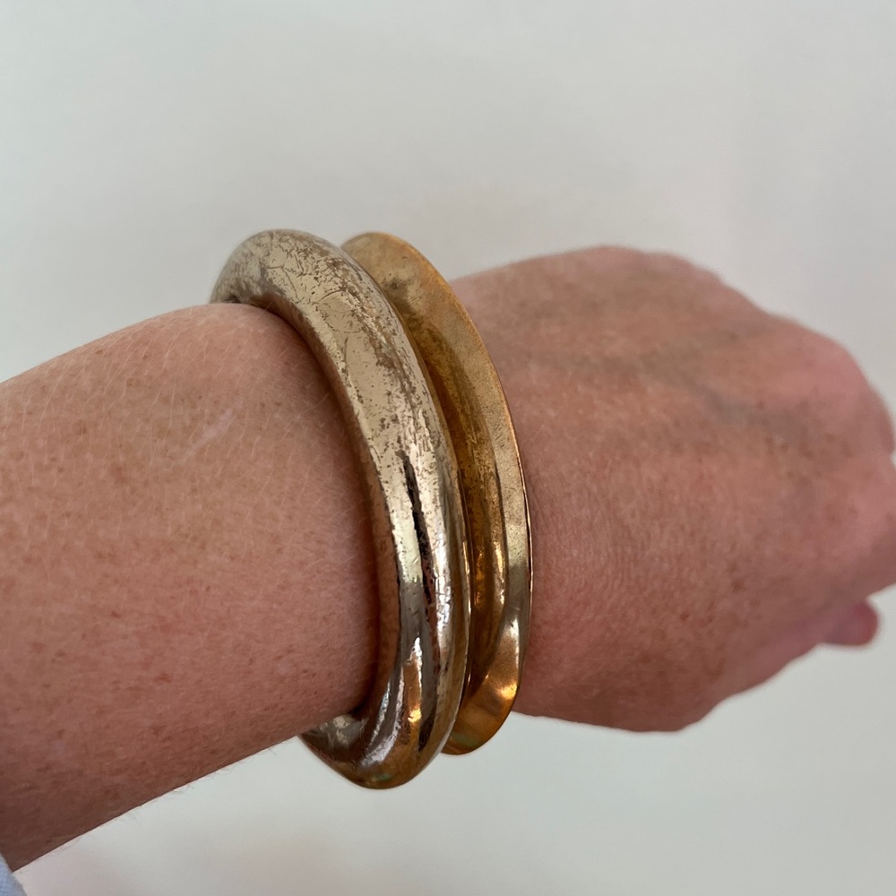 Brass (Gold) Cuff Bangle Bracelets. - image 4